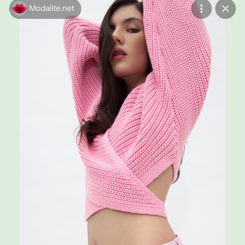 Zara knit pink wrap sweater size medium